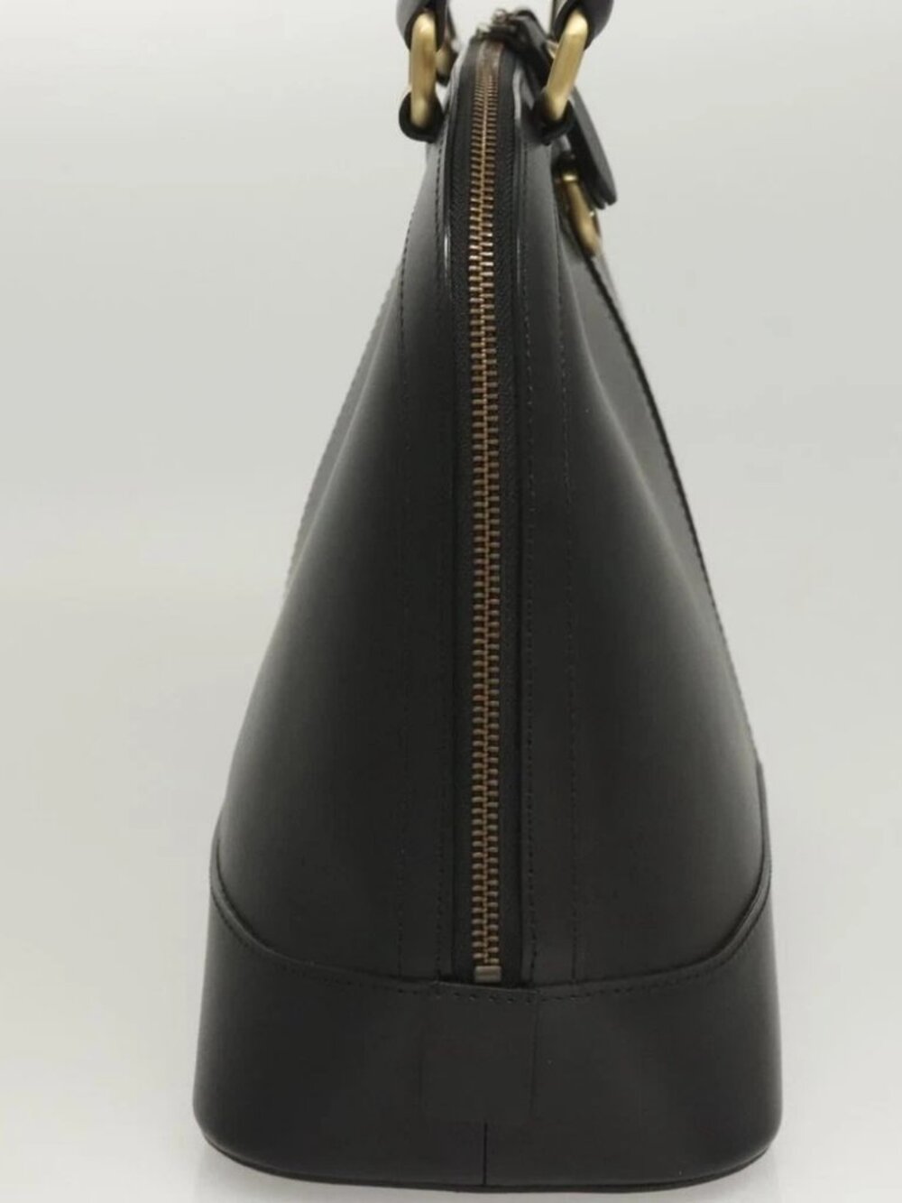 BURBERRY Hand Bag Leather Gold Black Auth - Picture 4 of 16